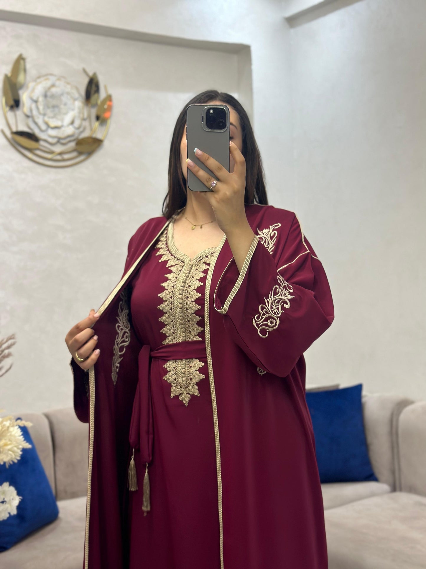 قفطان 2 بياس بخياطة تقليدية وراقية