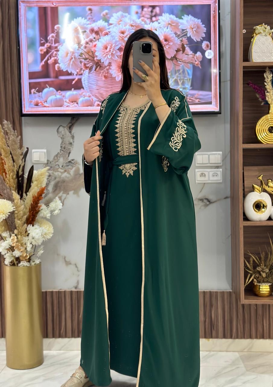 قفطان 2 بياس بخياطة تقليدية وراقية