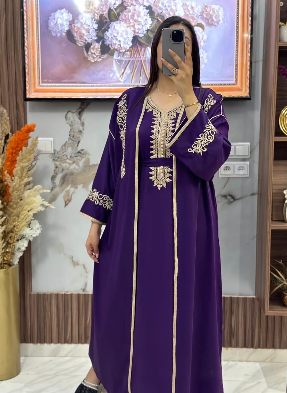 قفطان 2 بياس بخياطة تقليدية وراقية